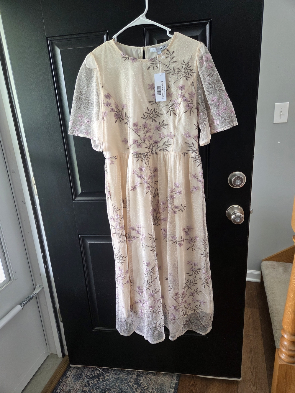 Baltic Born Cream Midi Dress with Lavender Floral Print
